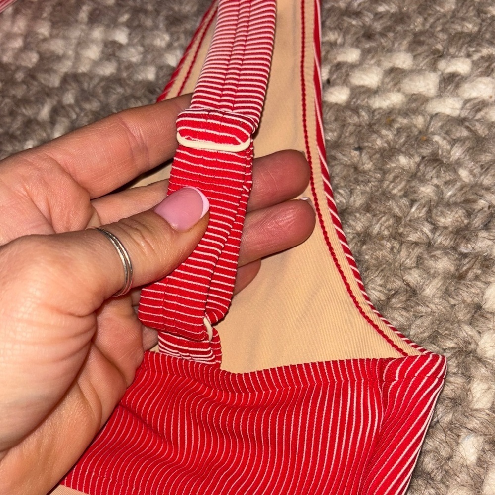 Zulu & Zephyr Signature Stripe Bikini One Piece in the color "Chilli Red - Picture 6 of 7